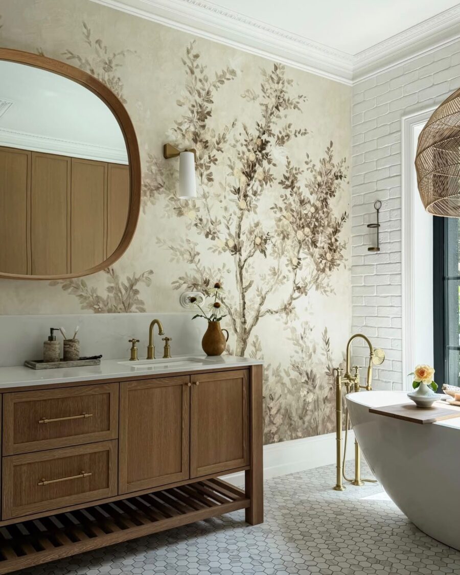 Chinoiserie and Marble Bathroom