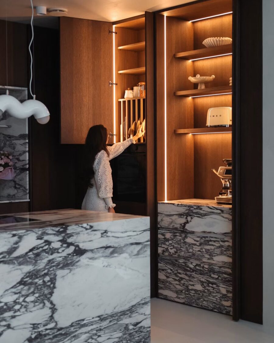 Marble and Walnut Kitchen