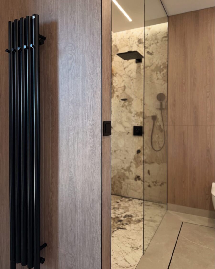 Stone and Walnut Bathroom