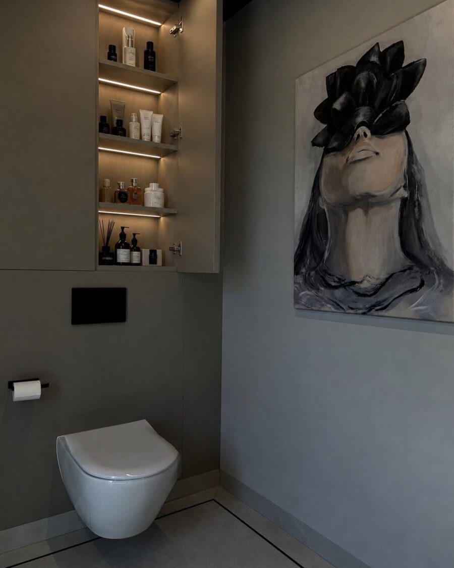 Stone and Walnut Bathroom